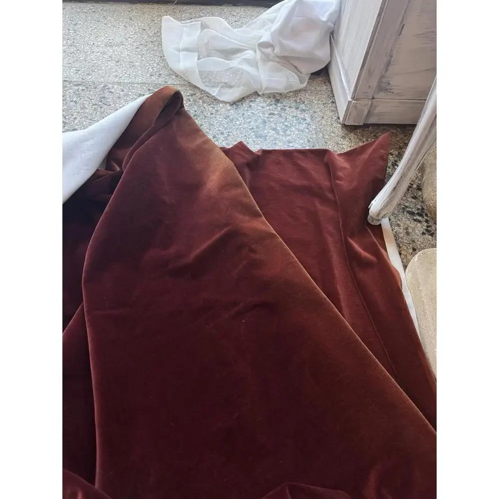 Restoration Hardware (2) Velvet Curtain Panels Red 49 By 96 Pocket DBL Blackout